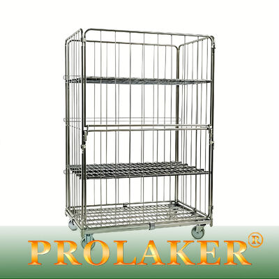 Cage à rouleaux à trois côtés de qualité industrielle, pliable économe en espace