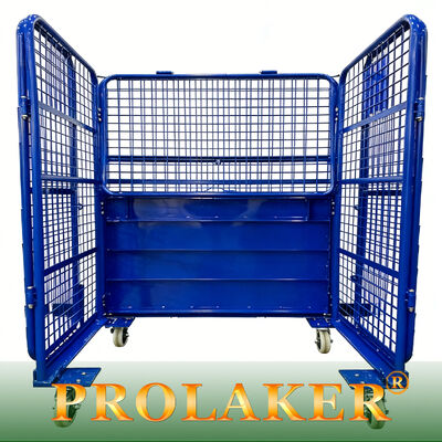 Cage à rouleaux de stockage pliable en acier doux Q235 en forme de L