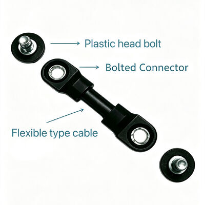Boulons à tête en plastique noir isolée avec filetage M10×22 pour connexion de câble flexible de borne de batterie au plomb de chariot élévateur, pièces de rechange avec matériau PP+GF et point de contrôle