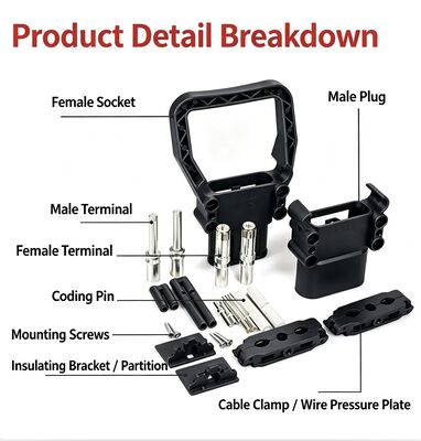 Conception résistante aux acides Durable Din160 REMA Ensemble complet de connecteurs de charge de batterie pour hommes et femmes Pour chariots élévateurs, balayeurs et dispositifs RCC Conforme à la norme industrielle DIN VDE 0623 et EN 1175
